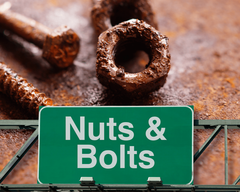 rusted or cracked nuts and bolts
