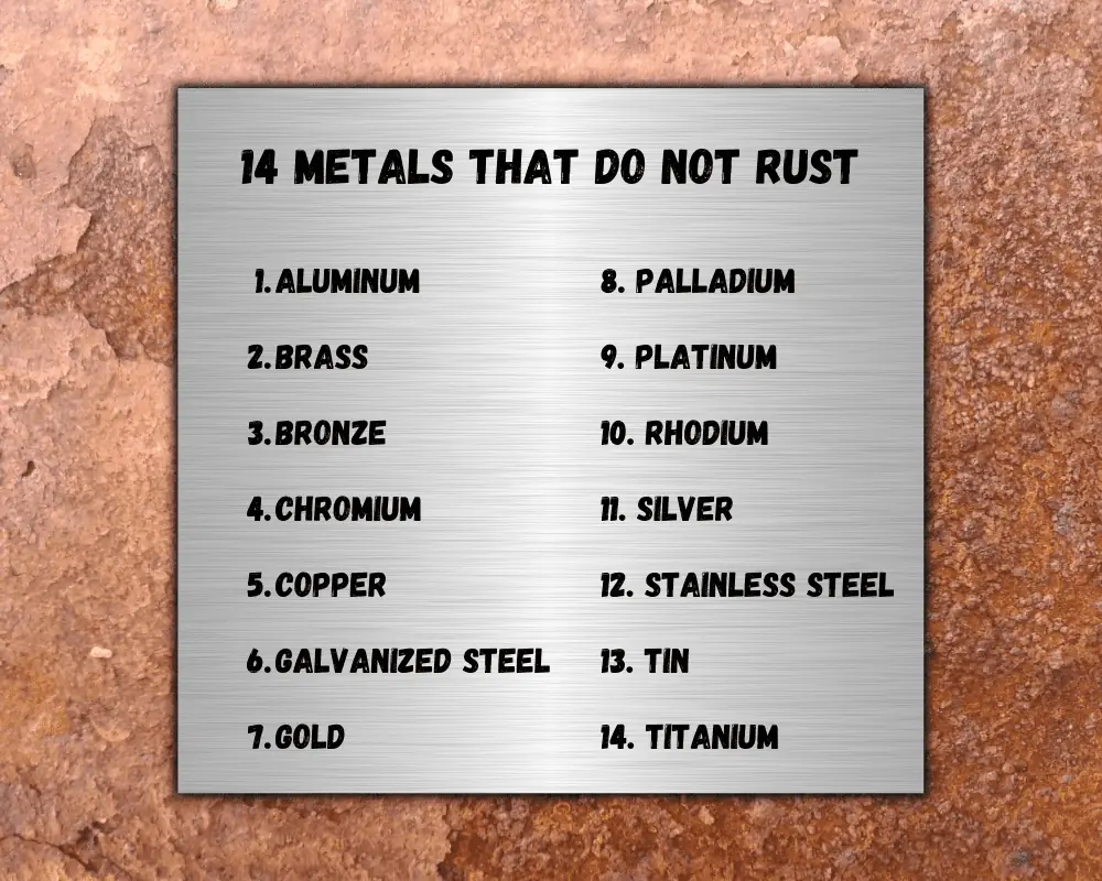 14 metals that do not rust